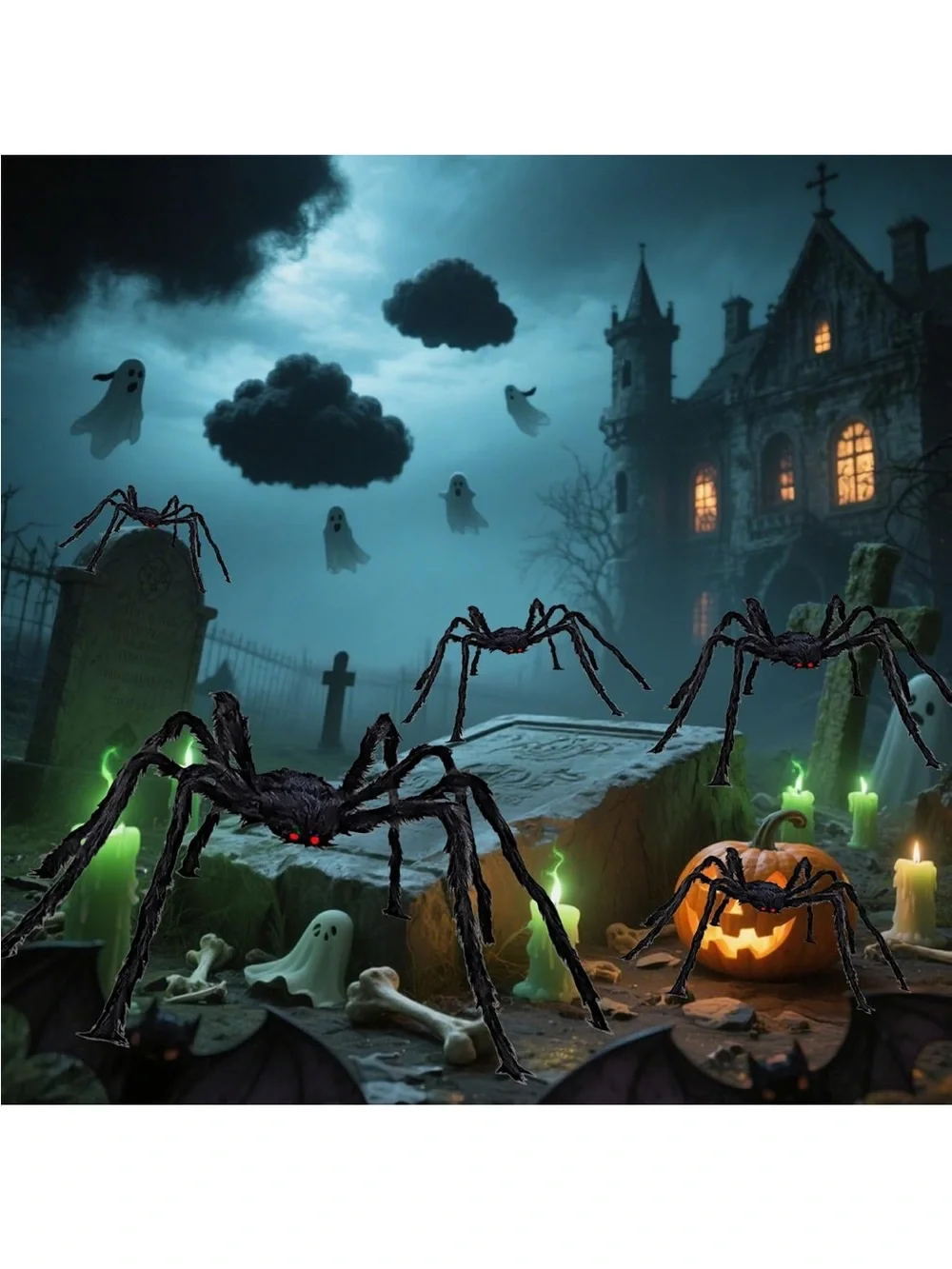 Giant Black Spider Halloween Hanging Decoration - 6.6ft